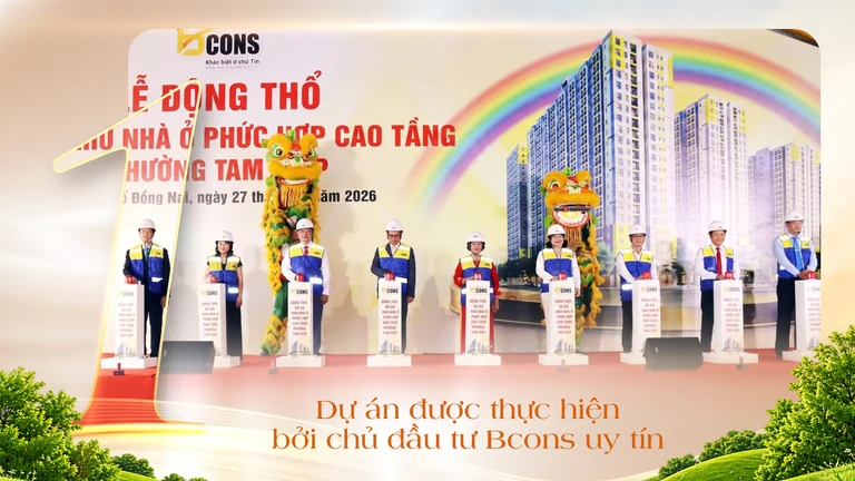 Điểm cộng 1 — Dự án được thực hiện bởi chủ đầu tư Bcons uy tín, đã tổ chức lễ động thổ tại phường Tam Hiệp