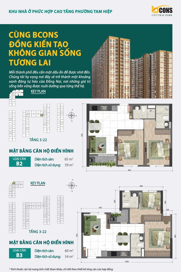 Mặt bằng căn hộ điển hình loại B2 và B3
